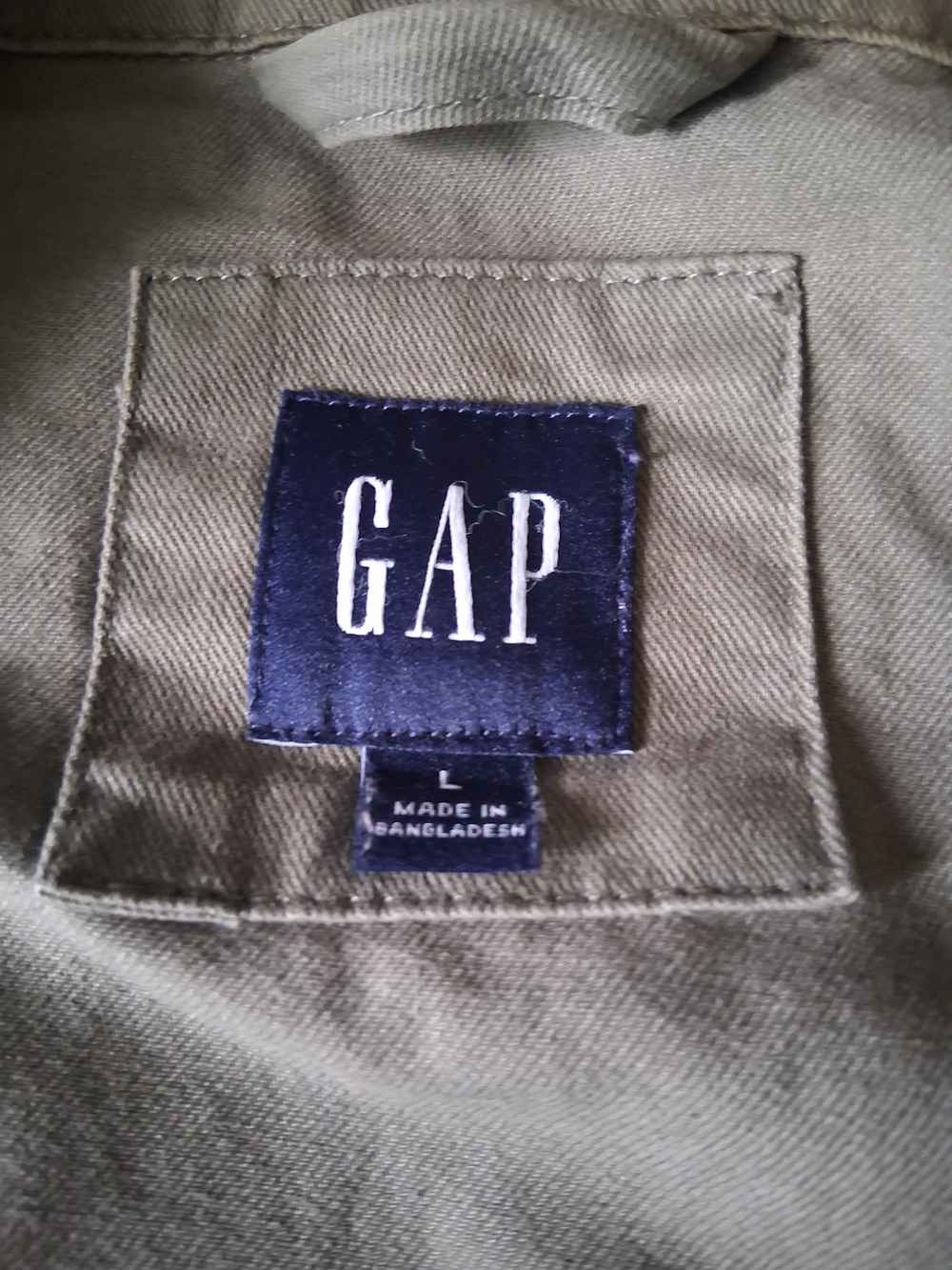 GAP Olive Green Utility Jacket with Navy Logo Tag